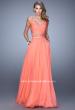 Picture of: Long Two Piece Prom Dress with Iridescent Straps in Coral, Style: 21152, Detail Picture 2