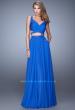 Picture of: Long Two Piece Prom Dress with Iridescent Straps in Blue, Style: 21152, Detail Picture 3