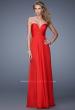 Picture of: Stunning Chiffon Prom Dress with Gathered Bodice in Red, Style: 21154, Detail Picture 1
