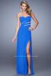 Picture of: Long Jersey Dress with Embellished Sheer Cut Outs in Blue, Style: 21157, Detail Picture 1