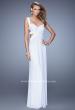 Picture of: Long Gathered Bodice Prom Dress with Cut Out Straps in White, Style: 21160, Detail Picture 3