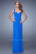 Picture of: Long Gathered Bodice Prom Dress with Cut Out Straps in Blue, Style: 21160, Detail Picture 4