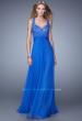 Picture of: Long Jewel Encrusted Lace Bodice Prom Dress in Blue, Style: 21166, Main Picture