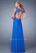 Picture of: Long Jewel Encrusted Lace Bodice Prom Dress in Blue, Style: 21166, Back Picture
