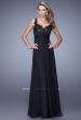 Picture of: Long Jewel Encrusted Lace Bodice Prom Dress in Black, Style: 21166, Detail Picture 1