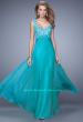 Picture of: Long Jewel Encrusted Lace Bodice Prom Dress in Green, Style: 21166, Detail Picture 3