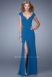 Picture of: Cap Sleeve Prom Dress with V Neck and Crisscross Straps in Blue, Style: 21169, Main Picture
