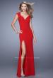 Picture of: Cap Sleeve Prom Dress with V Neck and Crisscross Straps in Red, Style: 21169, Detail Picture 1