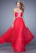 Picture of: Ruched Bodice Prom Dress with Sweetheart Neckline in Red, Style: 21173, Detail Picture 2