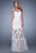 Picture of: Long Lace Dress with Sheer Tulle Skirt and Beaded Lace in White, Style: 21174, Detail Picture 1