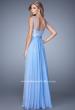 Picture of: Sequined Bodice Long Prom Dress with Sheer Overlay in Blue, Style: 21176, Back Picture