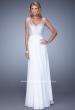 Picture of: Sequined Bodice Long Prom Dress with Sheer Overlay in White, Style: 21176, Detail Picture 2