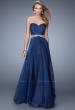 Picture of: Elegant Long Prom Dress with Beaded Embroidery in Navy, Style: 21177, Main Picture