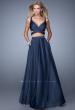 Picture of: Two Piece Satin Prom Dress with Pleats and Pockets in Navy, Style: 21178, Main Picture