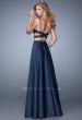 Picture of: Two Piece Satin Prom Dress with Pleats and Pockets in Blue, Style: 21178, Back Picture