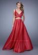 Picture of: Two Piece Satin Prom Dress with Pleats and Pockets in Red, Style: 21178, Detail Picture 1