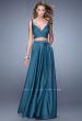Picture of: Two Piece Satin Prom Dress with Pleats and Pockets in Teal, Style: 21178, Detail Picture 3
