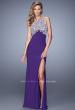 Picture of: Halter Prom Dress with Embroidery and Open Back in Purple, Style: 21183, Detail Picture 2