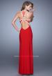 Picture of: Halter Prom Dress with Embroidery and Open Back in Red, Style: 21183, Detail Picture 4