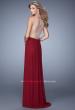 Picture of: Sheer Back Jersey Prom Dress with Rhinestones in Red, Style: 21185, Back Picture