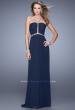 Picture of: Sheer Back Jersey Prom Dress with Rhinestones in Navy, Style: 21185, Detail Picture 1