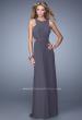 Picture of: High Scoop Neckline Prom Dress with Diamond Back in Gray, Style: 21187, Main Picture