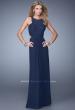 Picture of: High Scoop Neckline Prom Dress with Diamond Back in Navy, Style: 21187, Detail Picture 2