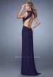 Picture of: Ruched Bodice Prom Gown with Open Diamond Back in Plum, Style: 21191, Back Picture