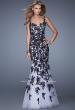 Picture of: Long Mermaid Dress with Lace Appliques and V Neckline in White Black, Style: 21192, Main Picture
