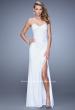 Picture of: Modern Long Prom Dress with Ruched Bodice and Slit in White, Style: 21193, Detail Picture 4