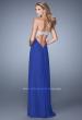 Picture of: Strapless Prom Dress with Embroidery and Center Slit in Blue, Style: 21199, Back Picture