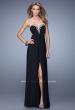 Picture of: Strapless Prom Dress with Embroidery and Center Slit in Black, Style: 21199, Detail Picture 1