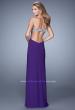 Picture of: Long Jersey Prom Dress with Beading and Split Straps in Purple, Style: 21200, Back Picture