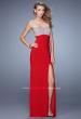 Picture of: Long Jersey Prom Dress with Beading and Split Straps in Red, Style: 21200, Detail Picture 4