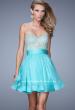 Picture of: Chiffon Cocktail Dress with Beaded Embroidery and Belt in Aqua, Style: 21202, Main Picture