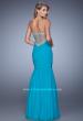 Picture of: Rhinestone Long Prom Gown with Gathering in Blue, Style: 21203, Detail Picture 5