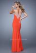Picture of: Long Jersey Prom Dress with Flared Skirt and Stones in Red, Style: 21204, Back Picture