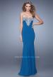 Picture of: Long Jersey Prom Dress with Flared Skirt and Stones in Blue, Style: 21204, Detail Picture 2