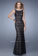 Picture of: Boat Neck Lace Dress with Lace Bow and Rhinestones in Black, Style: 21206, Main Picture