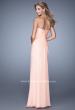 Picture of: Beaded Embroidery Prom Dress with Gathered Bodice in Peach, Style: 21214, Back Picture