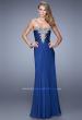 Picture of: Beaded Embroidery Prom Dress with Gathered Bodice in Blue, Style: 21214, Detail Picture 1