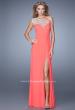 Picture of: Long One Shoulder Jersey Prom Dress with Embroidery in Coral, Style: 21219, Main Picture