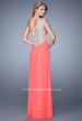 Picture of: Long One Shoulder Jersey Prom Dress with Embroidery in Coral, Style: 21219, Back Picture
