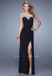 Picture of: Long One Shoulder Jersey Prom Dress with Embroidery in Black, Style: 21219, Detail Picture 5