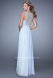 Picture of: High Scoop Neckline Prom Gown with Rhinestone Detail in Powder Blue, Style: 21222, Back Picture