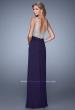 Picture of: Glam V Neckline Prom Dress with Metallic Embroidery in Plum, Style: 21223, Back Picture