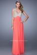 Picture of: Glam V Neckline Prom Dress with Metallic Embroidery in Coral, Style: 21223, Detail Picture 1