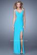 Picture of: Sultry Sleeveless Dress with Stones and Open Back in Aqua, Style: 21227, Main Picture