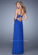 Picture of: Jersey Prom Dress with Twisted X Back Straps in Blue, Style: 21230, Back Picture