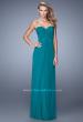 Picture of: Long Jersey Prom Dress with Beaded Net Detailing in Green, Style: 21232, Back Picture